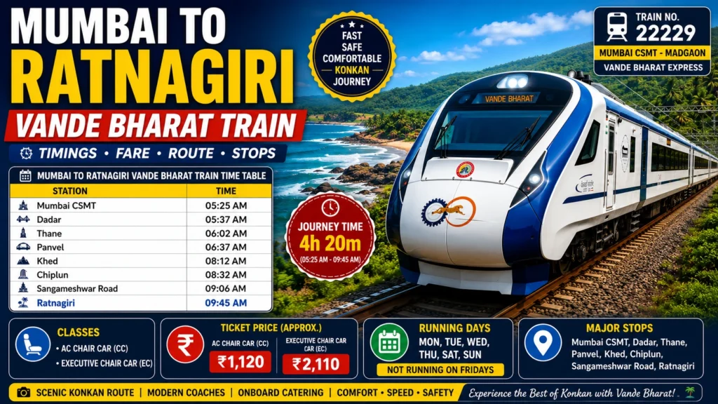 Mumbai to Ratnagiri Vande Bharat Train Time Table
