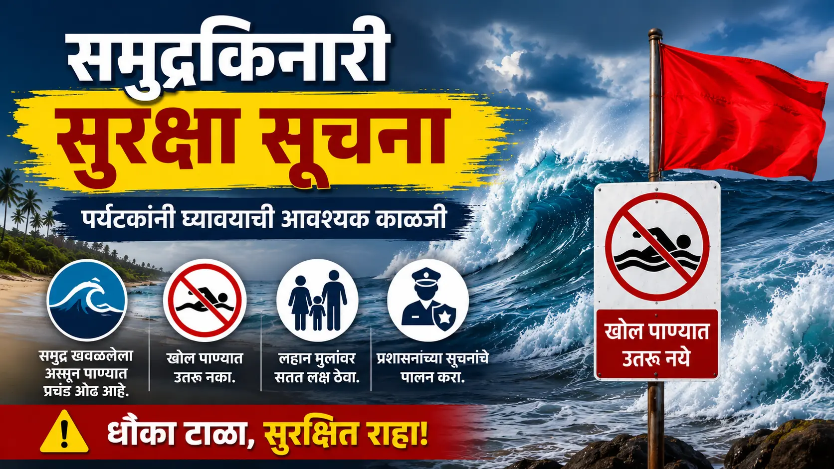 समुद्रकिनारी सुरक्षा सूचना: पर्यटकांनी घ्यावयाची आवश्यक काळजी (2026)